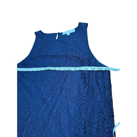 Ann Taylor Loft Navy Lace Overlay Sleeveless Top Tank Large - Picture 8 of 9
